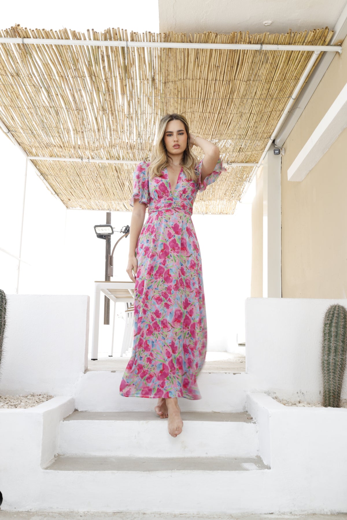 Low Neck Printed Dress