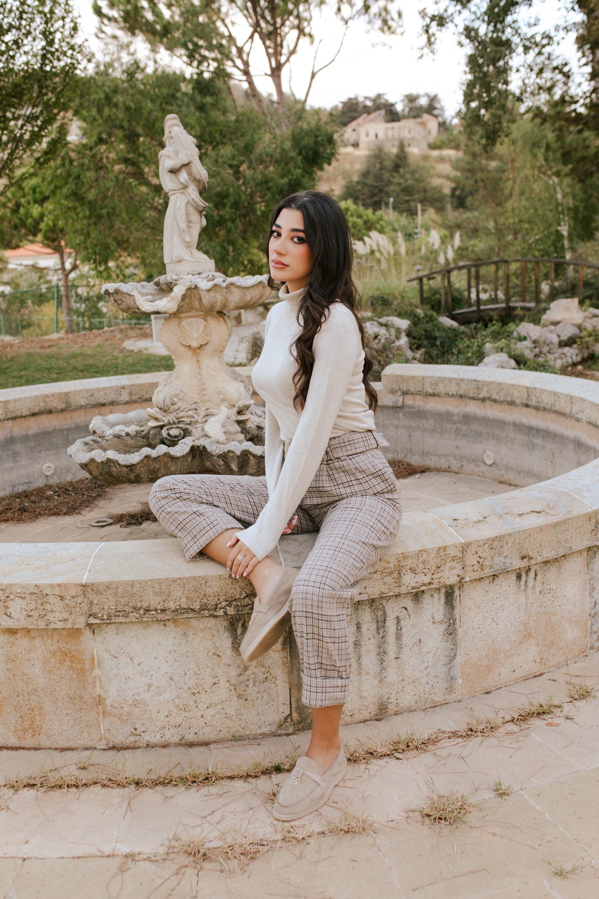 Checked Belted Pants