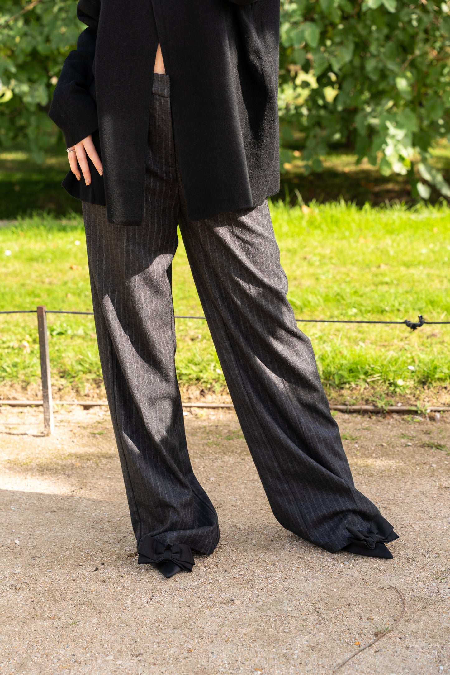 Pinstripe High Waisted Trousers