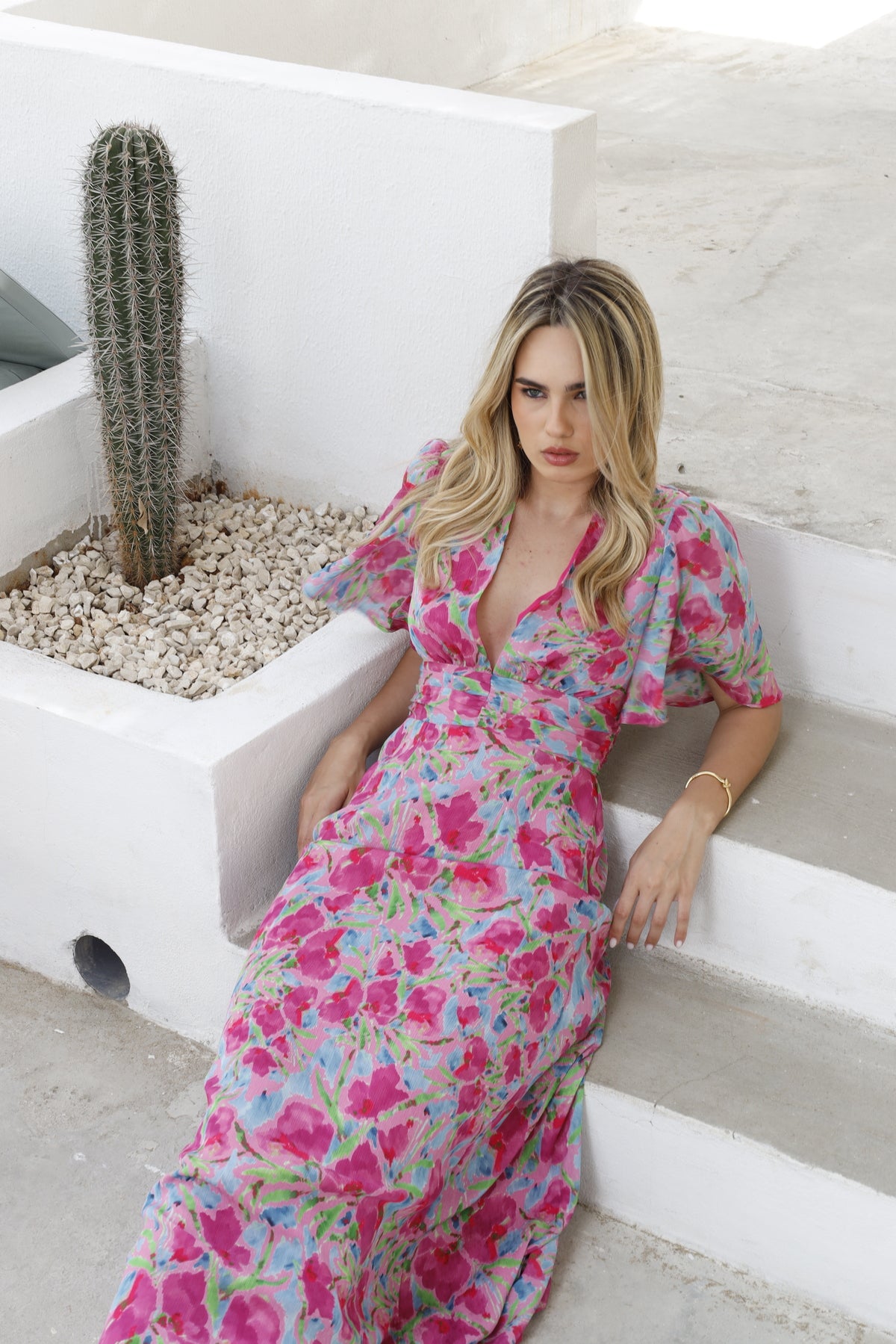 Low Neck Printed Dress