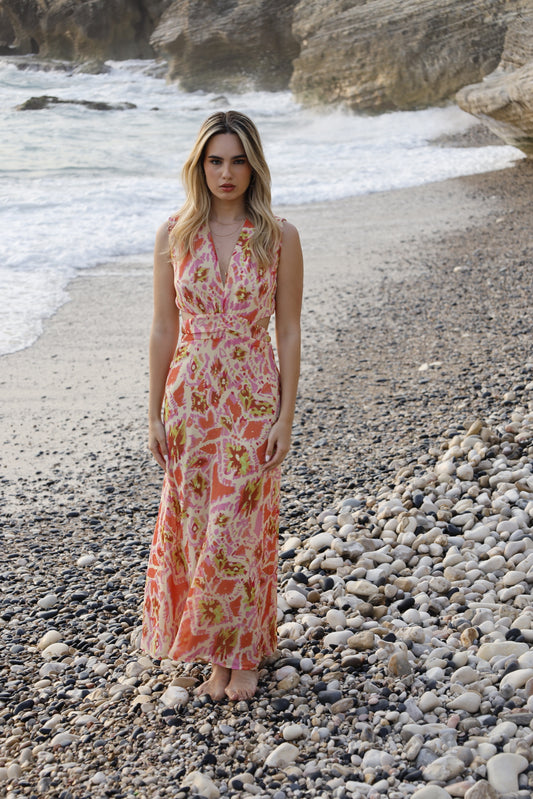 Printed Dress with cut-outs