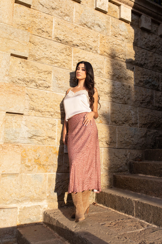 Printed Silk Midi Skirt