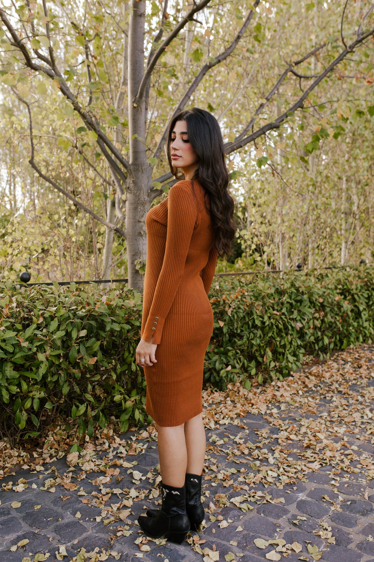 V-Neck Knitted Dress