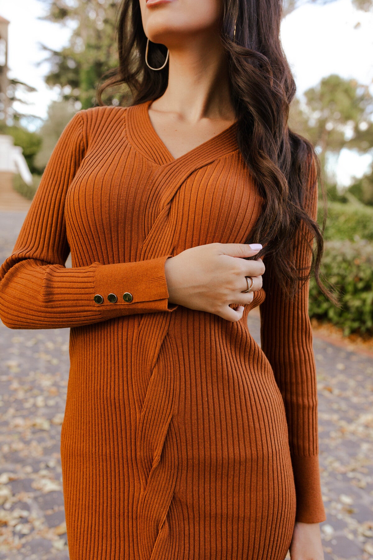 V-Neck Knitted Dress