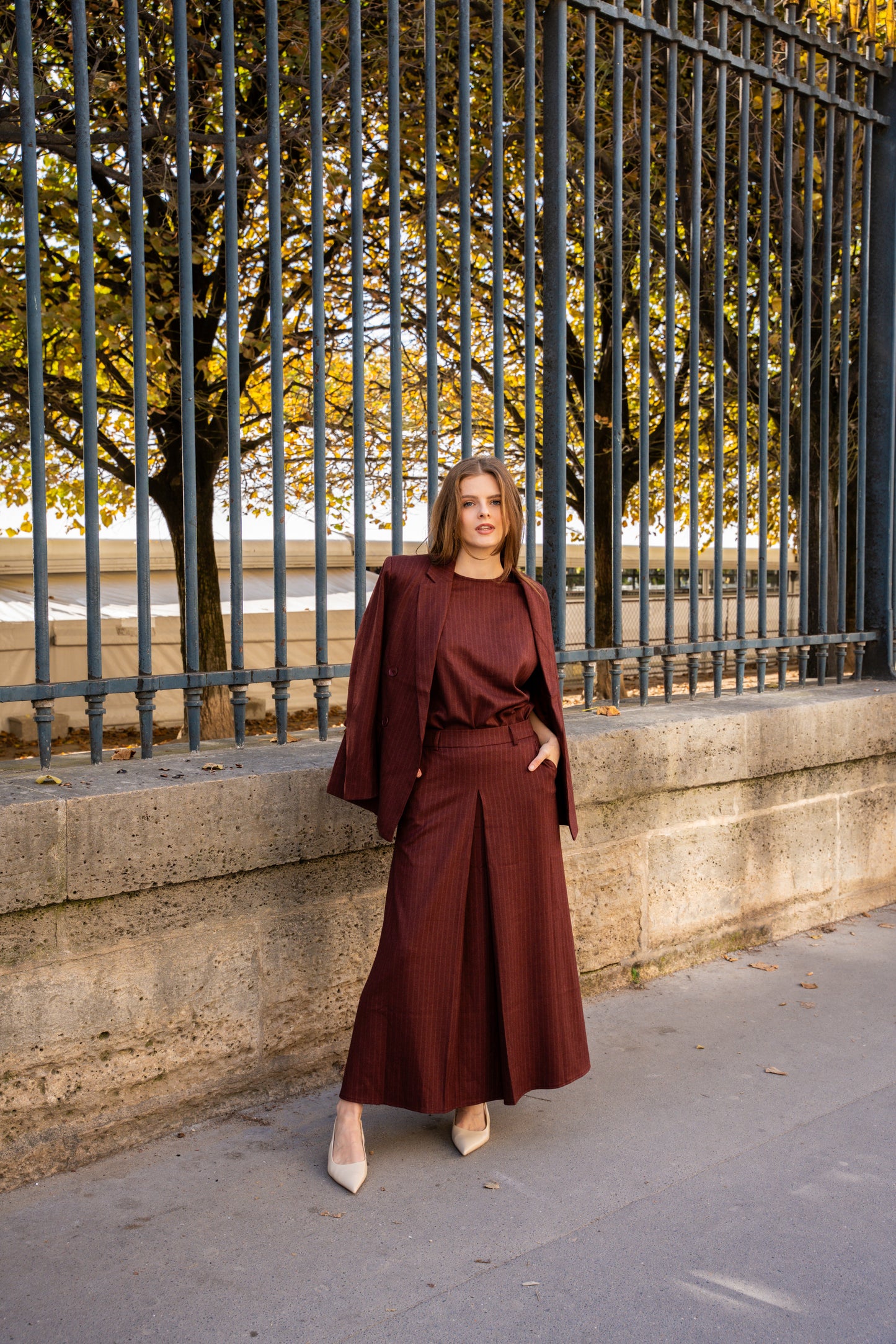 Pinstripe Burgundy Set