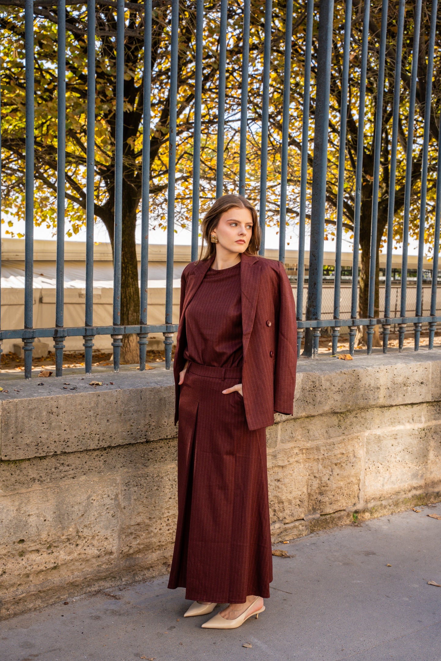 Buttoned Pinstripe Blazer