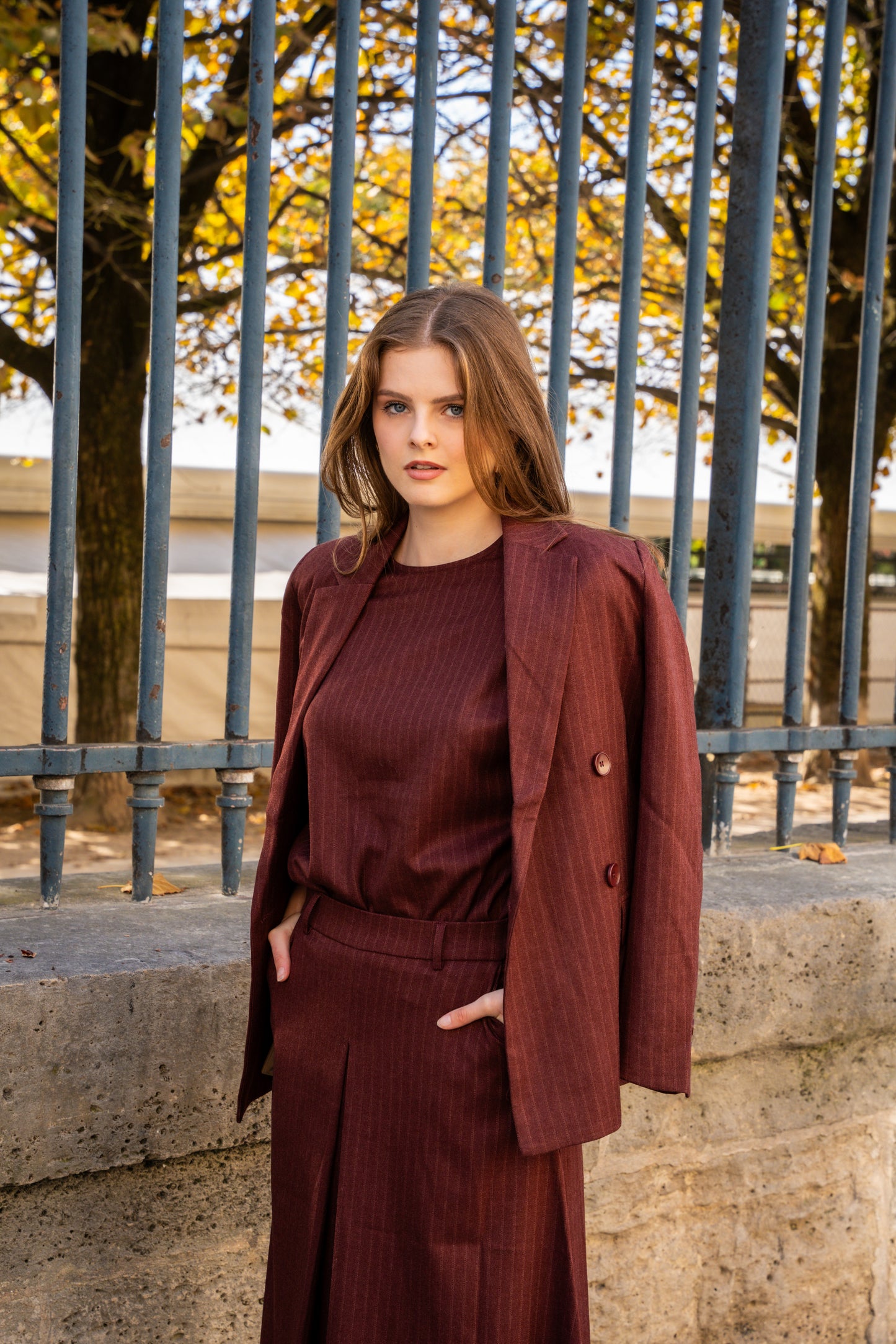 Buttoned Pinstripe Blazer