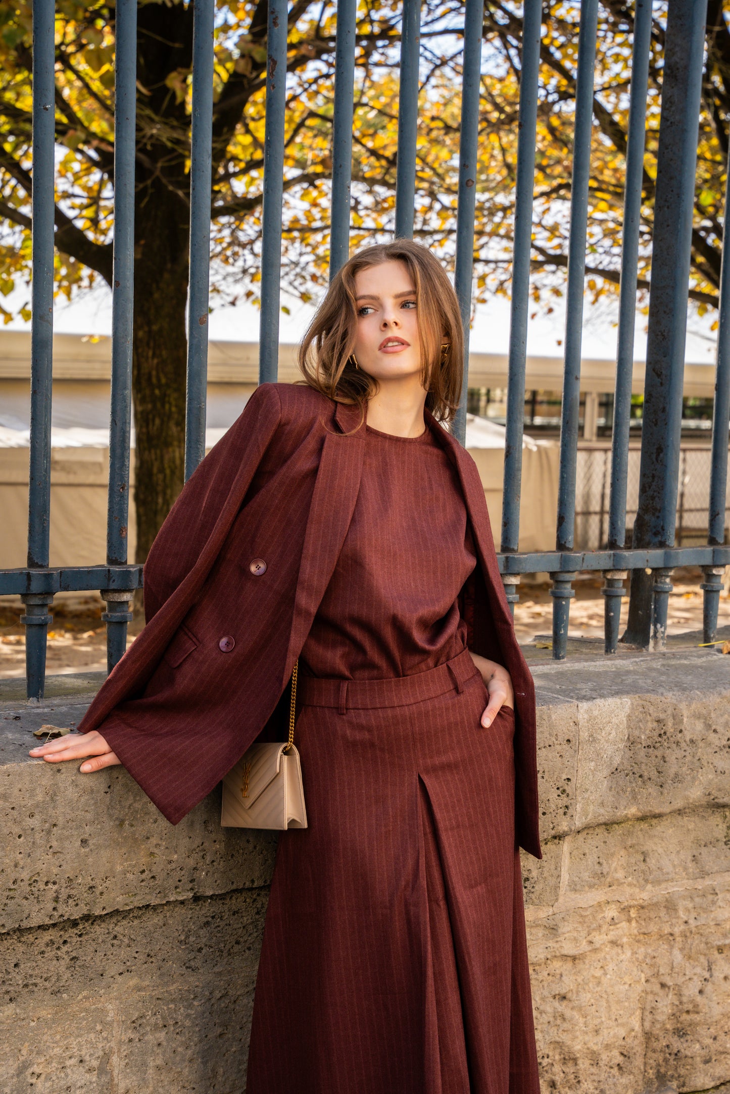 Buttoned Pinstripe Blazer