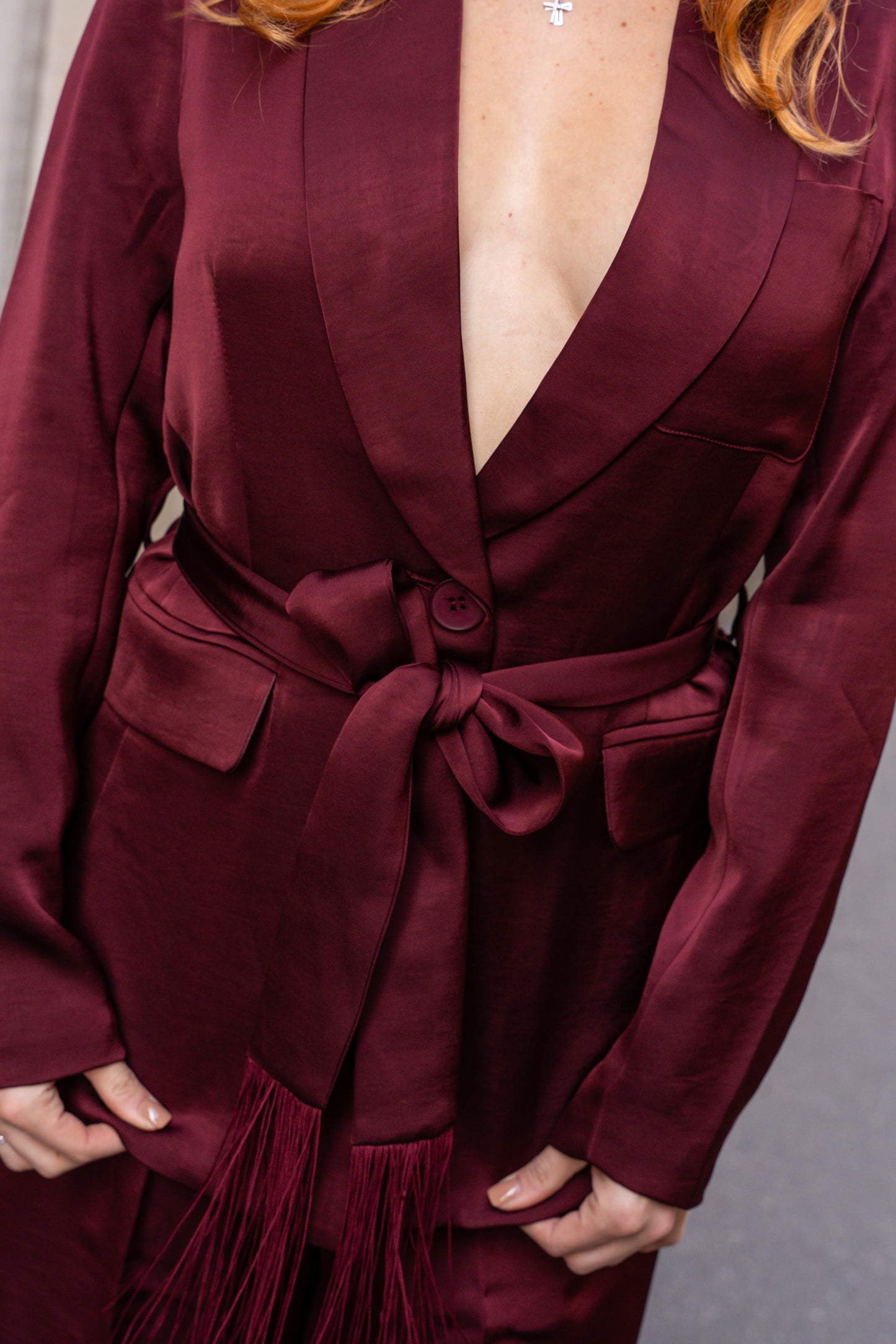 Satin Burgundy Suit