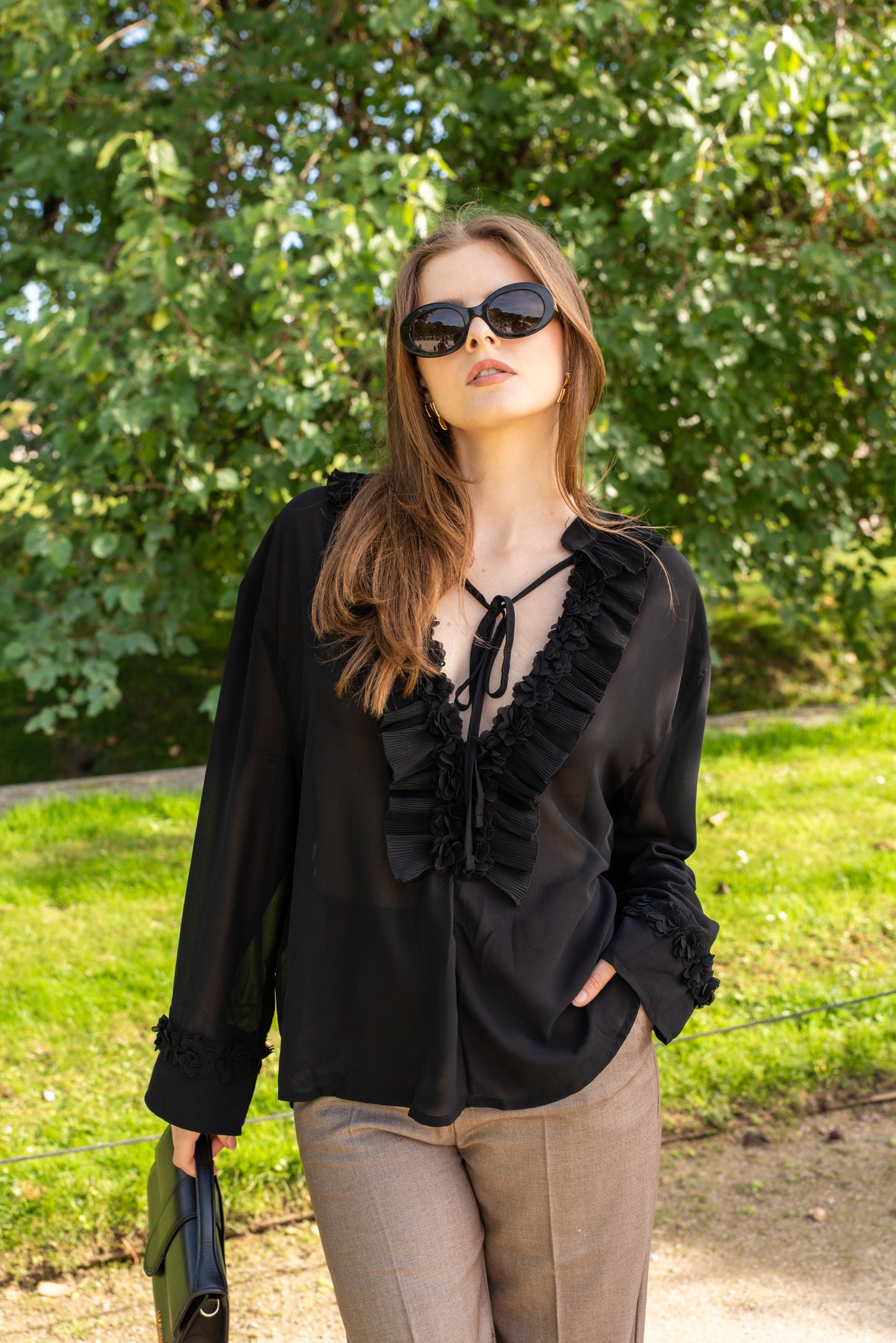 Sheer Ruffle Blouse