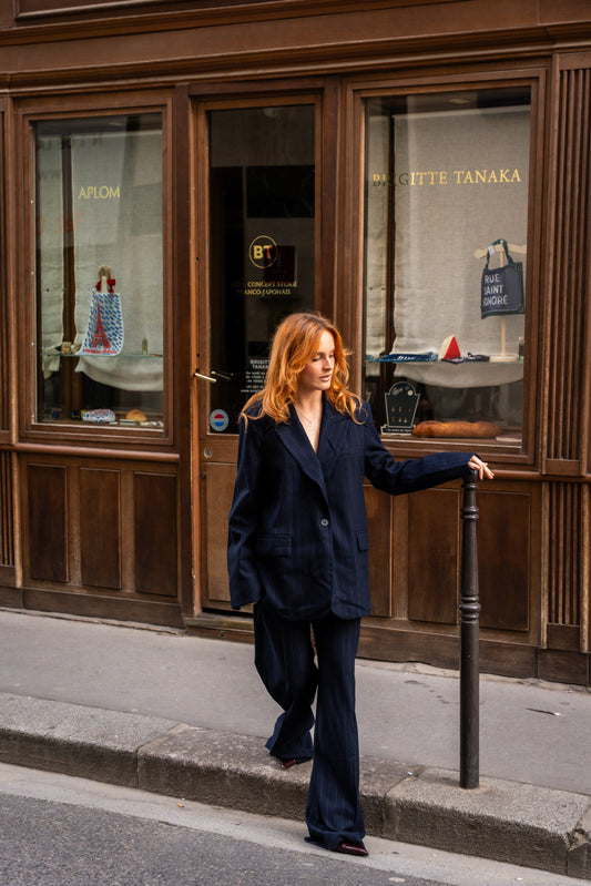 Navy Pinstripes Suit