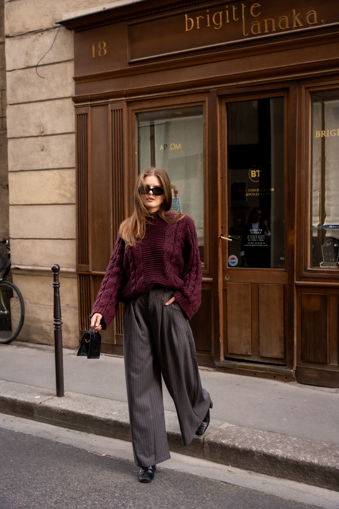 Wide Leg Pinstripe Trousers