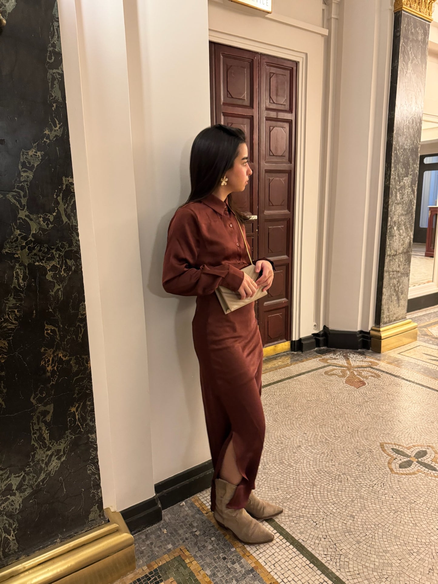 Satin Skirt with Slit