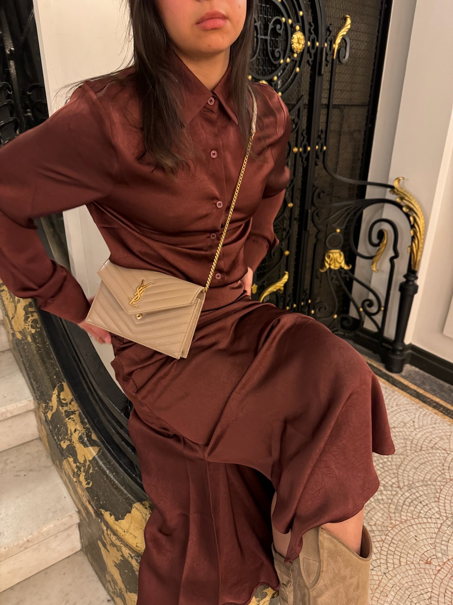 Satin Skirt with Slit